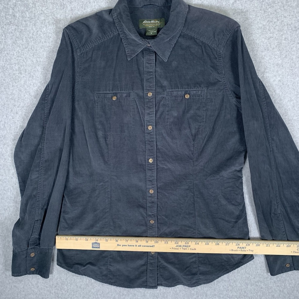 Eddie Bauer Corduroy Shirt Button Down Black Women's Medium - Picture 9 of 11
